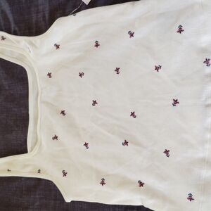 Cream Tank Top with Embroidered Accents